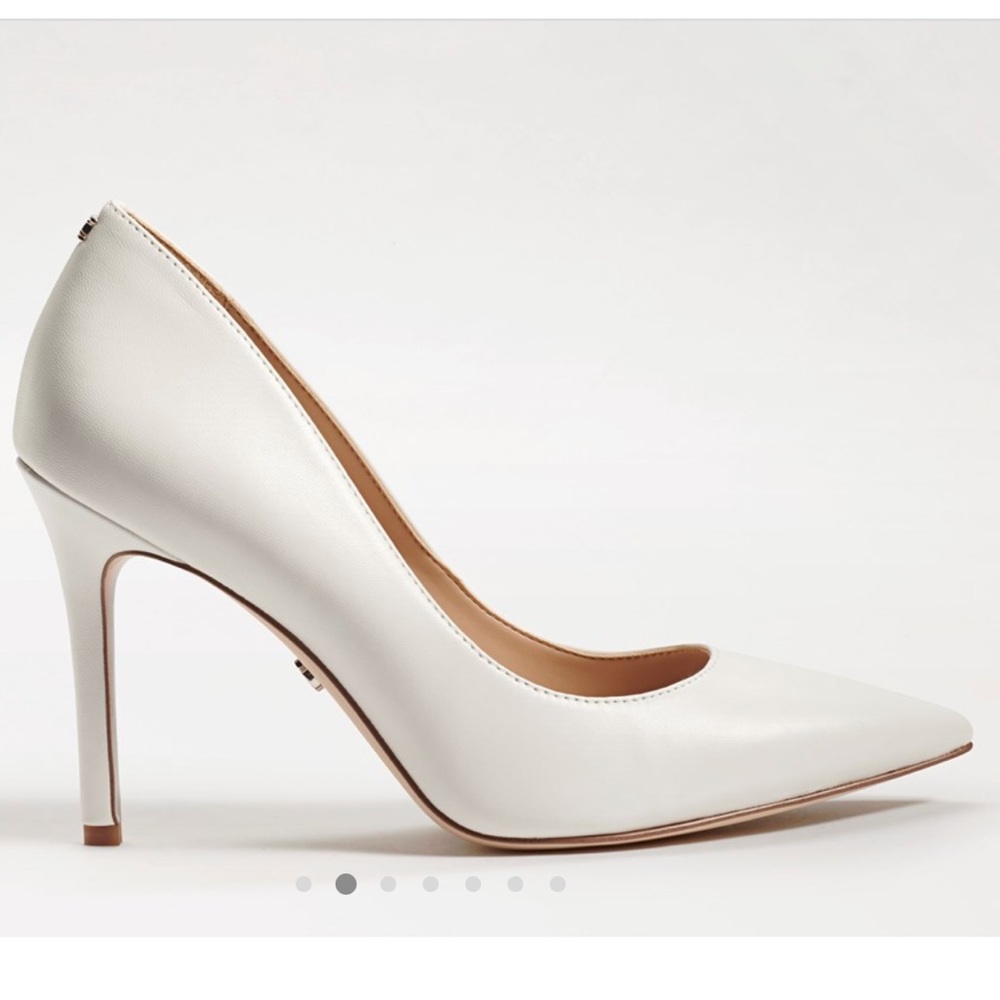 Sam Edelman Hazel white leather pointed toe heels pumps Sz 7 1/2